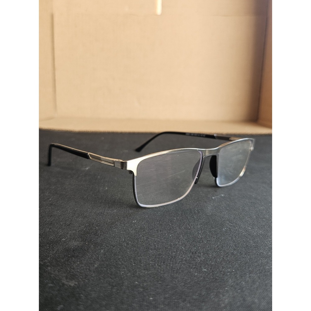 MEARY'S S2001 Eyeglasses Frames 52-19-140 Silver Black Rectangle Metal w/ Case